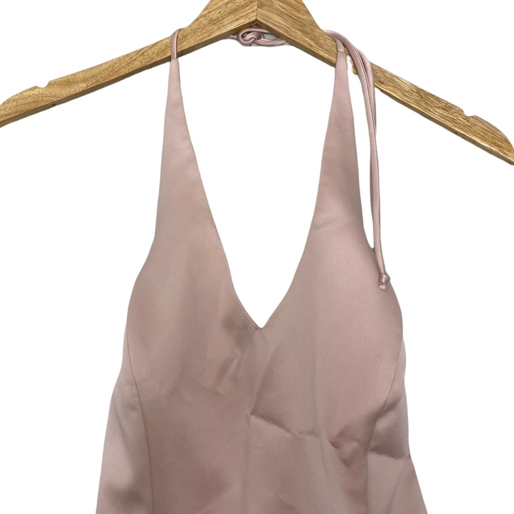 NWT XSCAPE by Joanna Chen Halter Satin Front Side Tie Top Petite Size 8P - Picture 6 of 7